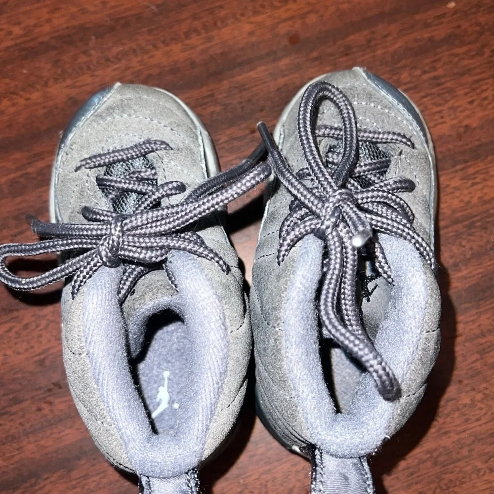 Child Sized Dark Gray Jordan 12 Retro Sneakers